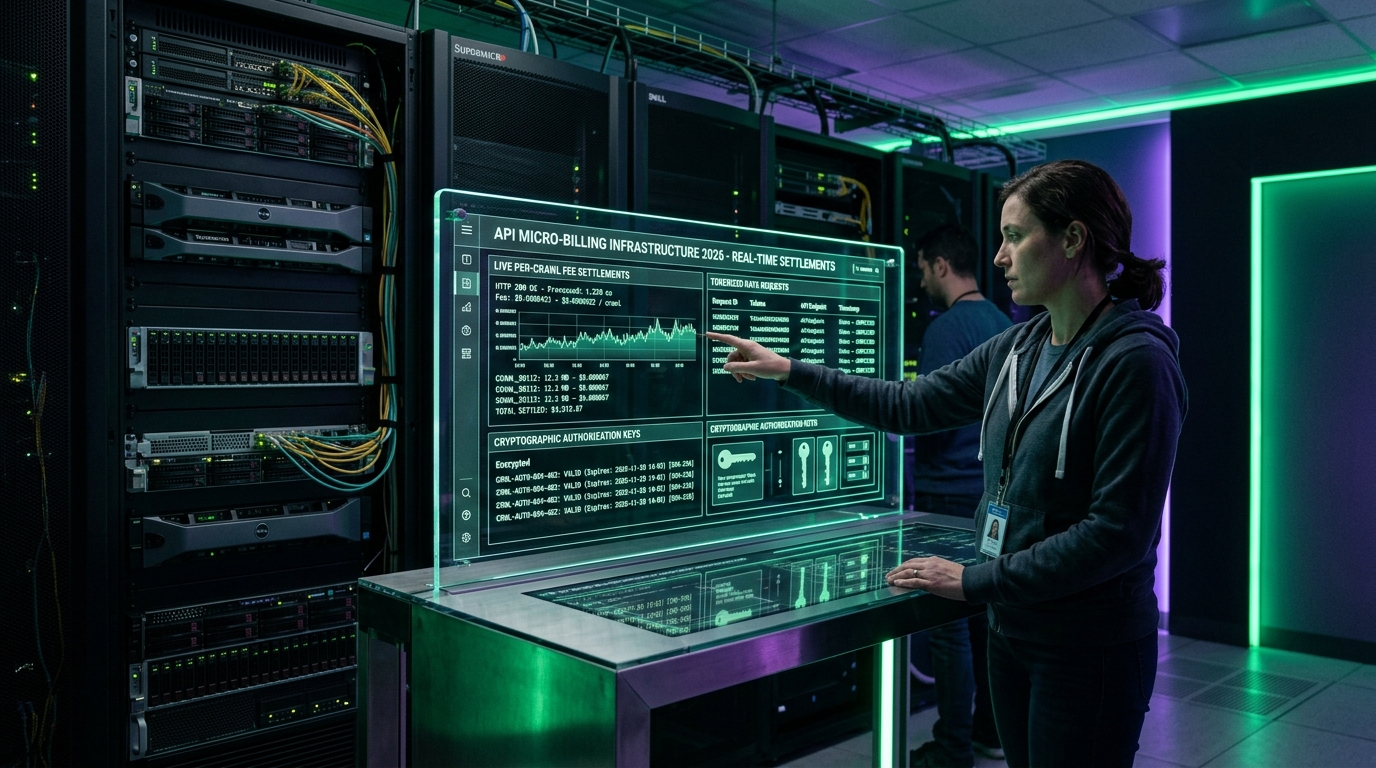 API micro-billing and crawler settlement infrastructure in modern high-tech data center